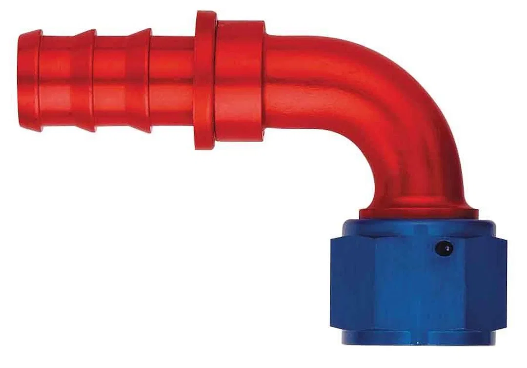FCM1533 – AEROQUIP Hose End Fitting, -8 AN Hose 90 Degree Elbow Aluminum Single